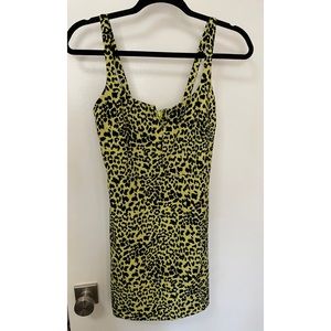 Likely yellow leopard mini dress size 0 sleeveless